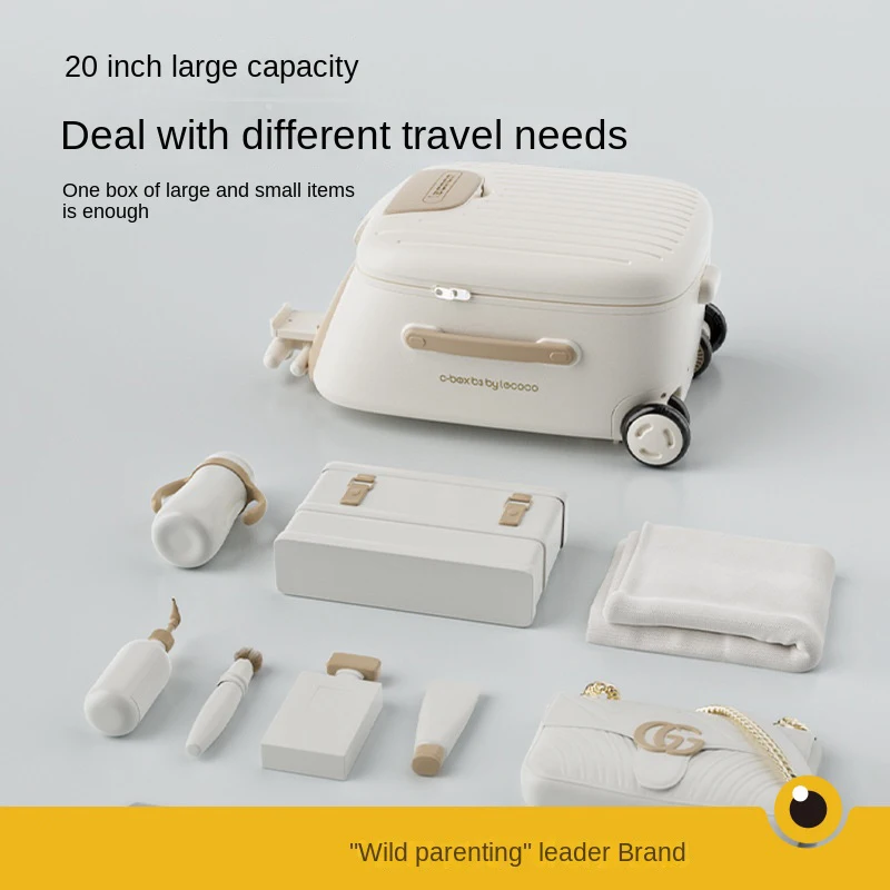 2025 nouvelle valise pour enfants peuvent s'asseoir 20 pouces transporteur monter sur bagages 2 en 1 chariot détachable poussette valise de voyage