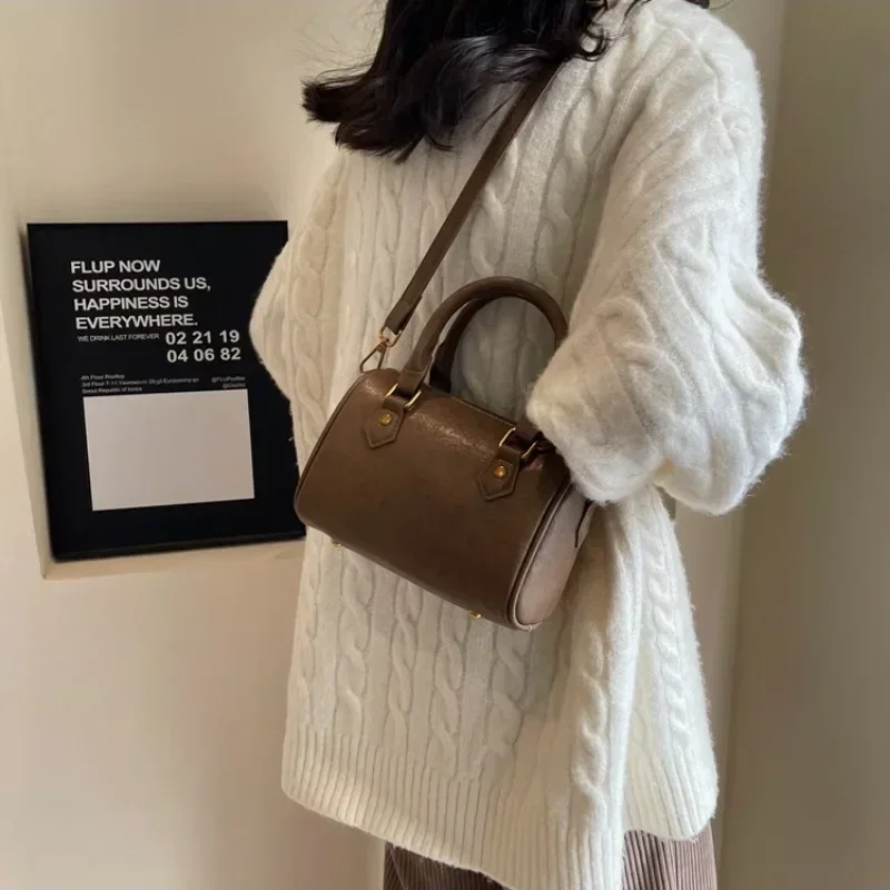 femmes vintage boston sac décontracté mode bandoulière femmes style britannique poignée supérieure simple femme sac à bandoulière pour fille