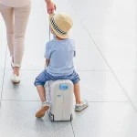 Valise de cabine ABS multifonctionnelle pour enfants, lit de voyage pour bébé, bagages pour enfants, peut s&rsquo;asseoir et rouler, multi-usages