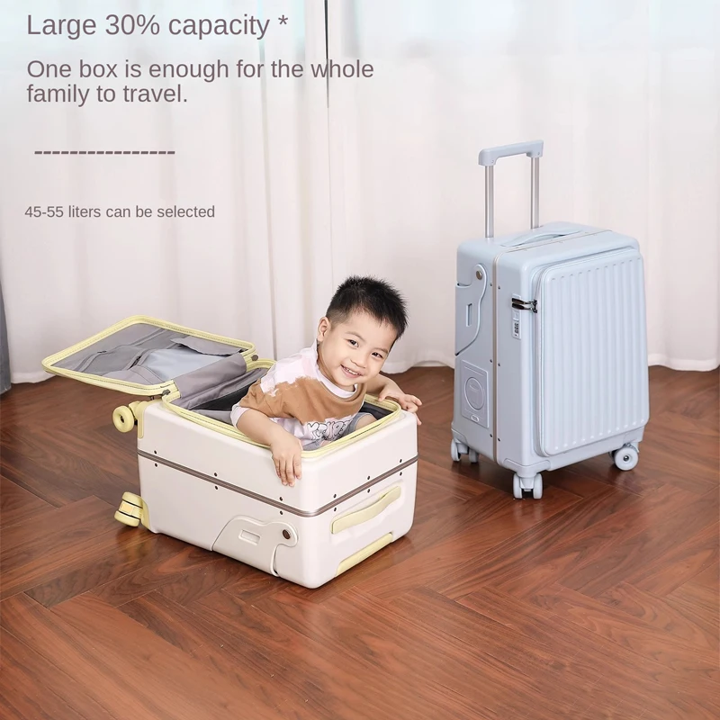 valise avec siège pour enfants, peut s'asseoir sur les bagages, cadre en aluminium à ouverture frontale de 20 pouces, boîtier de chariot embarqué, nouvelle collection 2025