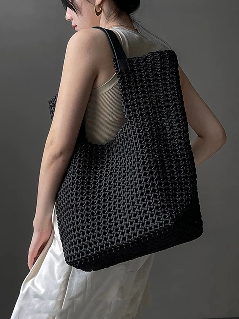 sac à main tissé en néoprène pour femme, grand sac fourre tout, sacs seau, cadeau d'immersion, designer de luxe, f. c.