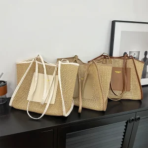 Sacs à main pour femmes, sac à bandoulière, fourre-tout Portable, mode plage vacances tissage, sacs à poignée supérieure