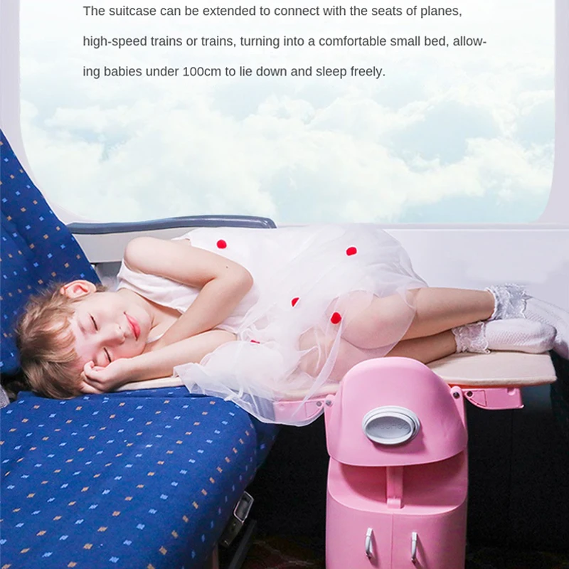 valise à roulettes multifonctionnelle pour enfants, bagages de dessin animé pour enfants, valise à roulettes de voyage d'embarquement, 20 po, peut s'asseoir ou monté