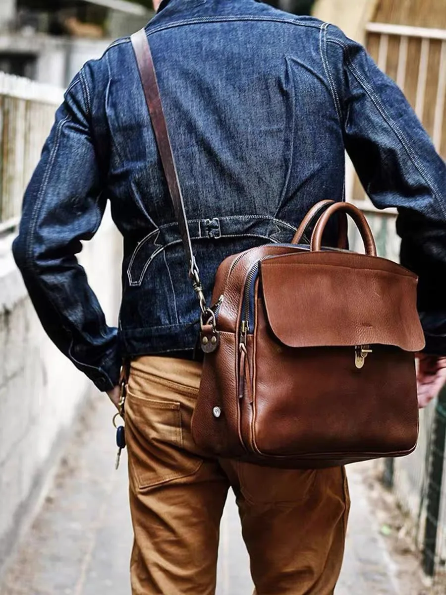 sacs à main en cuir complet pour homme, sacoche d'affaires, Étui à bombes, modules, optique en peau de vache, vintage, à bandoulière, pour ordinateur portable