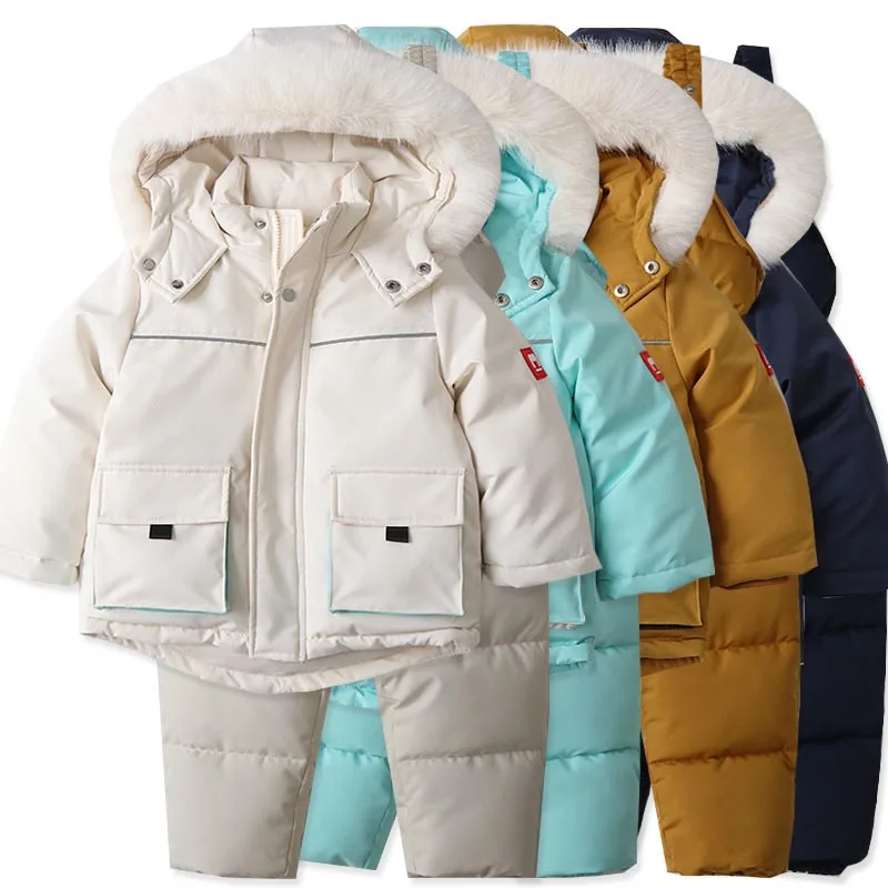 Combinaison de Ski pour enfants, coupe-vent et imperméable, doudoune et pantalon, manteau de neige, salopette, pantalons en duvet, Parkas, ensembles doux et chauds Combinaison de Ski pour enfants, coupe-vent et imperméable, doudoune et pantalon, manteau de neige, salopette, pantalons en duvet, Parkas, ensembles doux et chauds