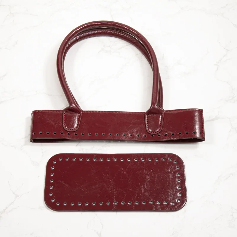 sac en cuir à double poignée pour femmes, matériel de bricolage, matériaux de tissage cousus à la main, accessoires de sac en rotin