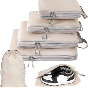 Ensemble/6 pièces emballage compressible sac de rangement de voyage Cubes valise étanche en Nylon Portable avec sac à main organisateur de bagages Ensemble/6 pièces emballage compressible sac de rangement de voyage Cubes valise étanche en Nylon Portable avec sac à main organisateur de bagages