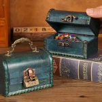 Valise en bois Antique, boîte de rangement Portable de grande capacité, organisateur de bijoux Vintage rétro multifonction, boîte décorative au trésor
