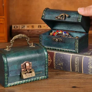 Valise en bois Antique, boîte de rangement Portable de grande capacité, organisateur de bijoux Vintage rétro multifonction, boîte décorative au trésor