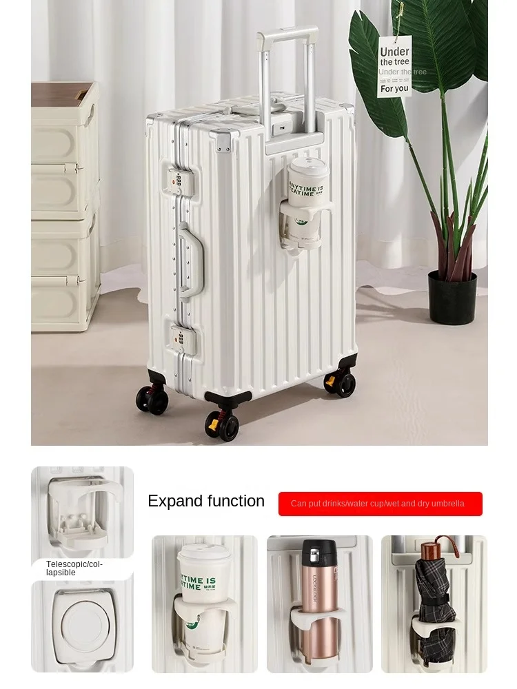 valise multifonction frein roue bagages avec chargement usb cadre en aluminium valise cabine de voyage mâle et femelle transporteur 28 pouces