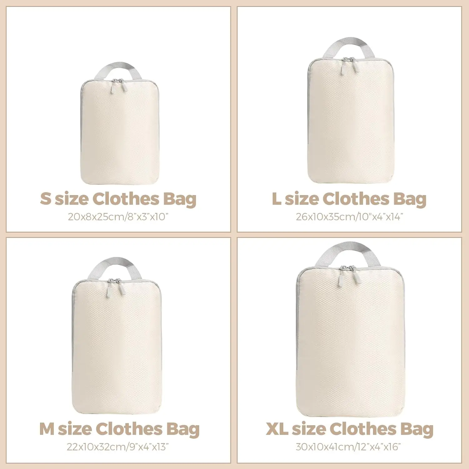 4 ensembles de cubes d'emballage à compression extensibles pour valise, ensemble de sacs de rangement de bagages peu encombrants, essentiels de voyage légers