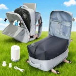 Sac à dos de voyage sous vide avec pompe (cabine Easyjet) – Sac à main d&rsquo;avion pour ordinateur portable 15,6&Prime; étanche – Unisexe – Hommes Femmes Bagage de cabine