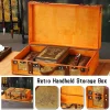 valise vintage légère, boîte de rangement en bois avec poignée, coffre à bijoux au trésor de style européen, mallette de rangement pour voyage à domicile
