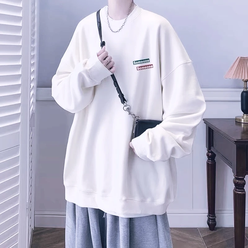 hommes sweats surdimensionné mode simple étiquette impression sweats ample décontracté à manches longues col rond sweat taille m 8xl