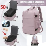 Sac à dos à compression sous vide, sac de cabine approuvé Ryanair, sac à dos unisexe pour ordinateur portable de 15,6 pouces, sac à dos de voyage sous vide pour randonnée en plein air