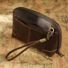 sac à main en cuir véritable pour hommes et femmes, portefeuille en cuir de vache avec porte clés, porte monnaie portable, pochette