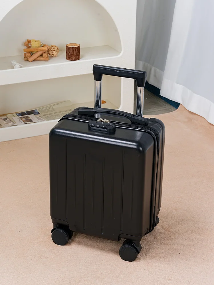 boîte à bagages à main de 14 pouces, valise de petite taille, roues pivotantes silencieuses simples et élégantes, adaptées aux hommes et aux femmes