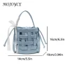 sac seau tissé en pu pour femmes, sac à bandoulière de grande capacité avec cordon de serrage, sac de transport quotidien, sac de plage d'été