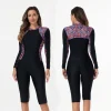 combinaison de surf une pièce à manches longues pour femmes, combinaison de plongée conservatrice de grande taille, pieds plats, cinq pièces, costume de natation