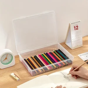 Trousse à crayons de grande capacité, en plastique Transparent, marqueur de croquis, boîte de rangement de peinture au plomb coloré, fournitures de rentrée scolaire