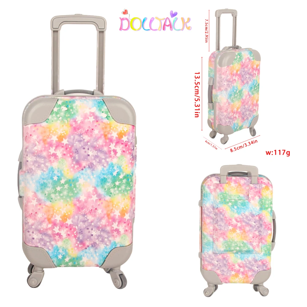 valise à revêtement coloré pour bébé, coffre en plastique couleur arc en ciel pour bébé de 43cm, nouveau né et 18 pouces, poupée américaine/og pour fille, jouets pour enfants