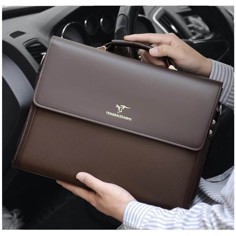 porte documents de luxe en cuir pour hommes, fourre tout de travail de styliste, sac à main noir, sac à bandoulière carré pour avocat a4