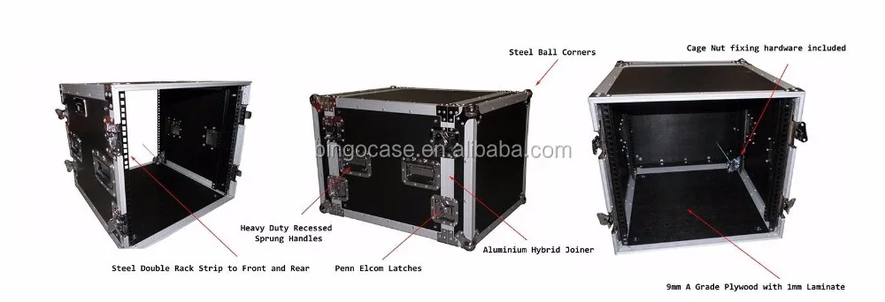 Étui de transport polyvalent 19 pouces, 10ru t1 road case