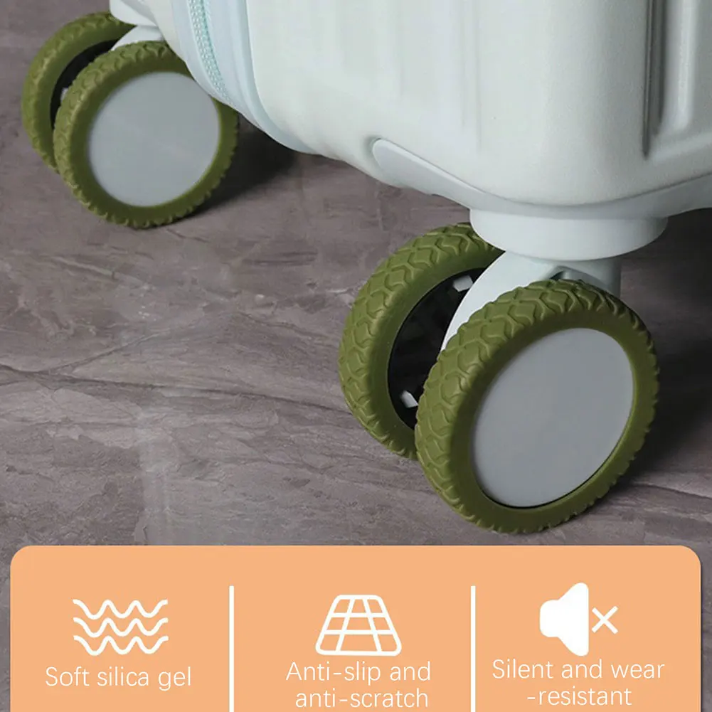 8 pièces valises de voyage housses de roue anti dérapant résistant à l'usure silicone silencieux housse de protection pour bagage à main roulette manchon