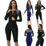 Combinaison de Surf une pièce à manches longues pour femmes, combinaison de plongée conservatrice de grande taille, pieds plats, cinq pièces, Costume de natation