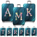 Ensemble de valise de voyage convient pour 18-32 po, housses en tissu commandées, accessoires de voyage, housses de protection des bagages, lettre rose