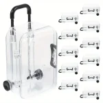 Mini boîtes de rangement de valise en plastique Transparent, 12 pièces, avec roues rétractables, organisateur de collations de bijoux