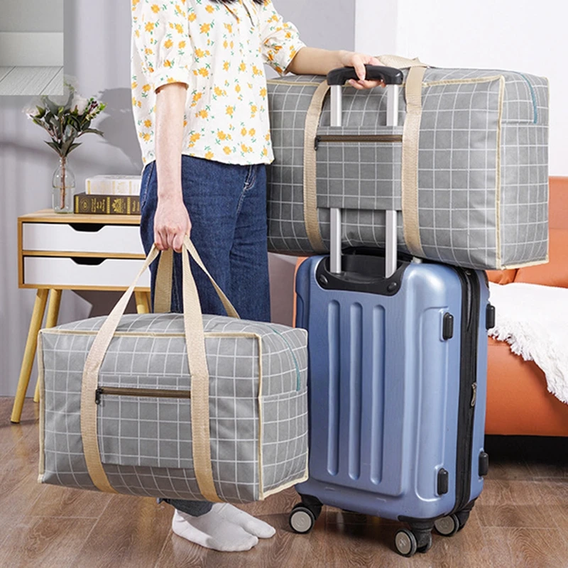 grand sac à bagages tissé de grande capacité, sac d'emballage de bagages multifonctionnel, organisateur de vêtements, sacs mobiles portables à fermeture éclair