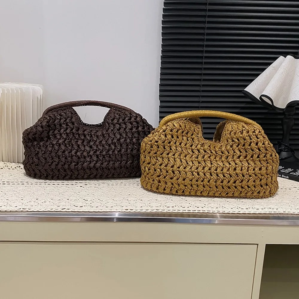 sac à main tissé à la main pour bolsos mujer été 2025, nouvelle texture haut de gamme rummikub et élégant sac à main de vacances à la plage pour femmes