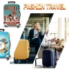 housse de protection épaisse et élastique pour bagages, carte du monde, combinaison à fermeture éclair pour sac de 18 à 32 pouces, housse de valise, housse de chariot, accessoires de voyage