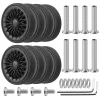 Roue de bagage noire de remplacement avec vis, kit de réparation de roulette, pièces de valise de voyage, essieux 55mm, 8 pièces
