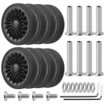 Roue de bagage noire de remplacement avec vis, kit de réparation de roulette, pièces de valise de voyage, essieux 55mm, 8 pièces