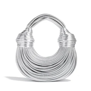 Sacs à main pour femmes nouveau concepteur de luxe bandoulière tissé à la main nouilles sacs corde nouée tiré Hobo argent soirée pochette Chic Sacs à main pour femmes nouveau concepteur de luxe bandoulière tissé à la main nouilles sacs corde nouée tiré Hobo argent soirée pochette Chic