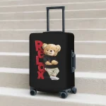 Couverture de valise à motif de beurre d&rsquo;ours, animal de dessin animé mignon, voyage de croisière de vacances, bagages d&rsquo;étirement, fournitures de protection, relax