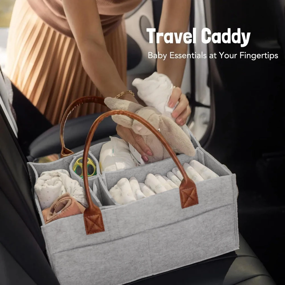 panier de rangement en feutre pour bébé, panier de rangement pour pépinière, sac à couches pour nourrissons avec poignée, porte mouche à langer pour enfants, grande poche