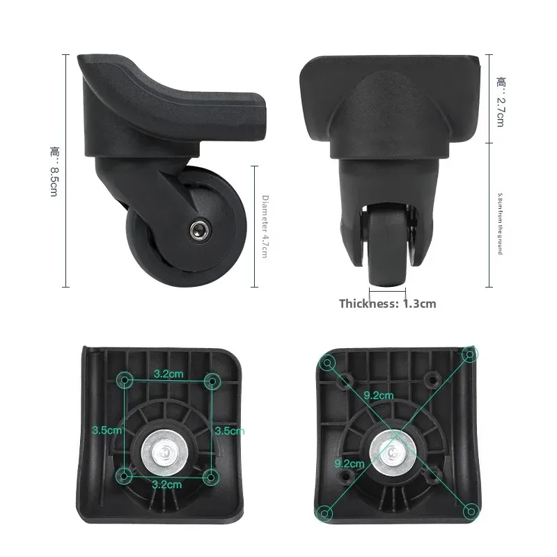 dengfeng bagages roue accessoires coque rigide valise roues universelles sac de voyage roue pied roue sac roue abs plastique