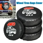 Housse de protection pour pneus de secours de voiture, 4×4 roues, protection étanche, sac de rangement pour pneus en cuir PVC, roue anti-poussière adaptée au camion RV SUV
