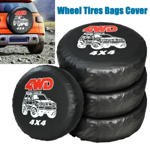 Housse de protection pour pneus de secours de voiture, 4×4 roues, protection étanche, sac de rangement pour pneus en cuir PVC, roue anti-poussière adaptée au camion RV SUV Housse de protection pour pneus de secours de voiture, 4×4 roues, protection étanche, sac de rangement pour pneus en cuir PVC, roue anti-poussière adaptée au camion RV SUV