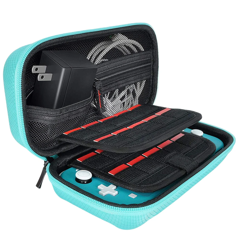 valise de protection de voyage en nylon eva, mallette de rangement rigide, résistant aux rayures, double compartiment, anti poussière pour switch lite