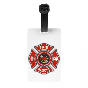 Étiquette de bagage de pompier de sauvetage d&rsquo;incendie pour les valises, couverture de confidentialité, nom, carte d&rsquo;identité
