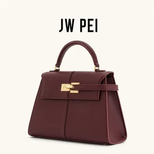 JW PEI-Grand Sac à Main Carré à Bandoulière pour Femme, Sac Haut de Gamme, Elise Designer Fashion, Bordeaux, Nouveau, 2025