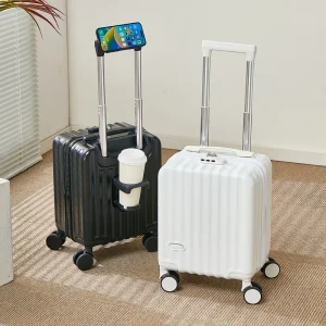 Bagage Portable de 14 pouces avec 3 poignées d&rsquo;extension, sac à main, valise de voyage légère avec tasse et support pour téléphone