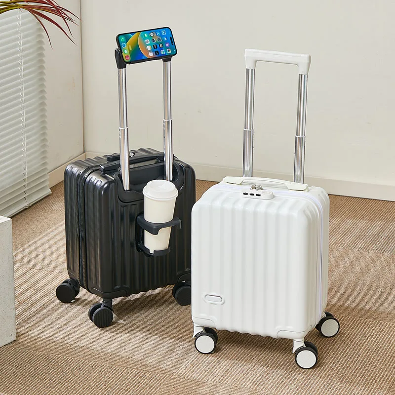 Bagage Portable de 14 pouces avec 3 poignées d’extension, sac à main, valise de voyage légère avec tasse et support pour téléphone Bagage Portable de 14 pouces avec 3 poignées d’extension, sac à main, valise de voyage légère avec tasse et support pour téléphone