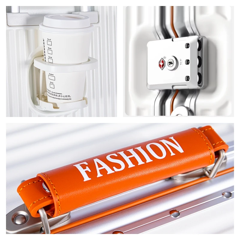 valise à main de 18 pouces avec roulettes colorées, cadre en aluminium, bagage roulant de voyage, matériau pc de haute qualité