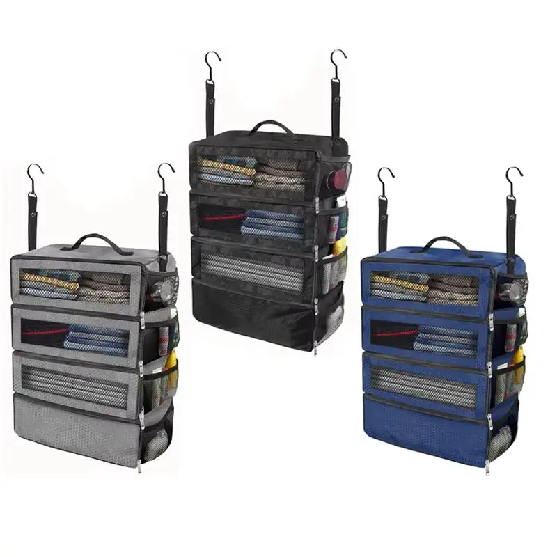 Organisateur de valise, organisateur de bagages de voyage de grande capacité, étagère suspendue, emballage Cube placard, sacs de rangement pliables suspendus Organisateur de valise, organisateur de bagages de voyage de grande capacité, étagère suspendue, emballage Cube placard, sacs de rangement pliables suspendus