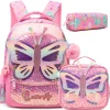 Nouveau sac à dos pour enfants à la mode et mignon de grande capacité et léger avec sac à déjeuner trousse à crayons adaptée à l&rsquo;école